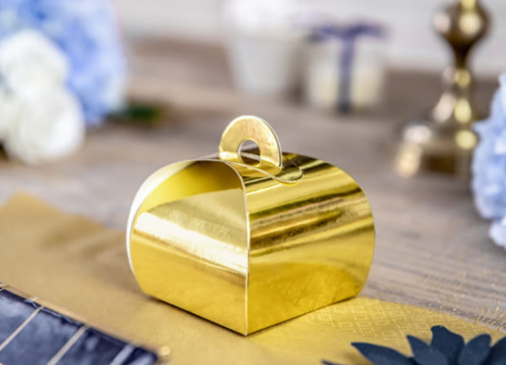 Pudełka na prezenty dla gości złote na słodycze 